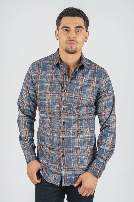 MEN'S PLATINI SATIN BLACK DIGITAL PRINT DRESS SHIRT FPL8295