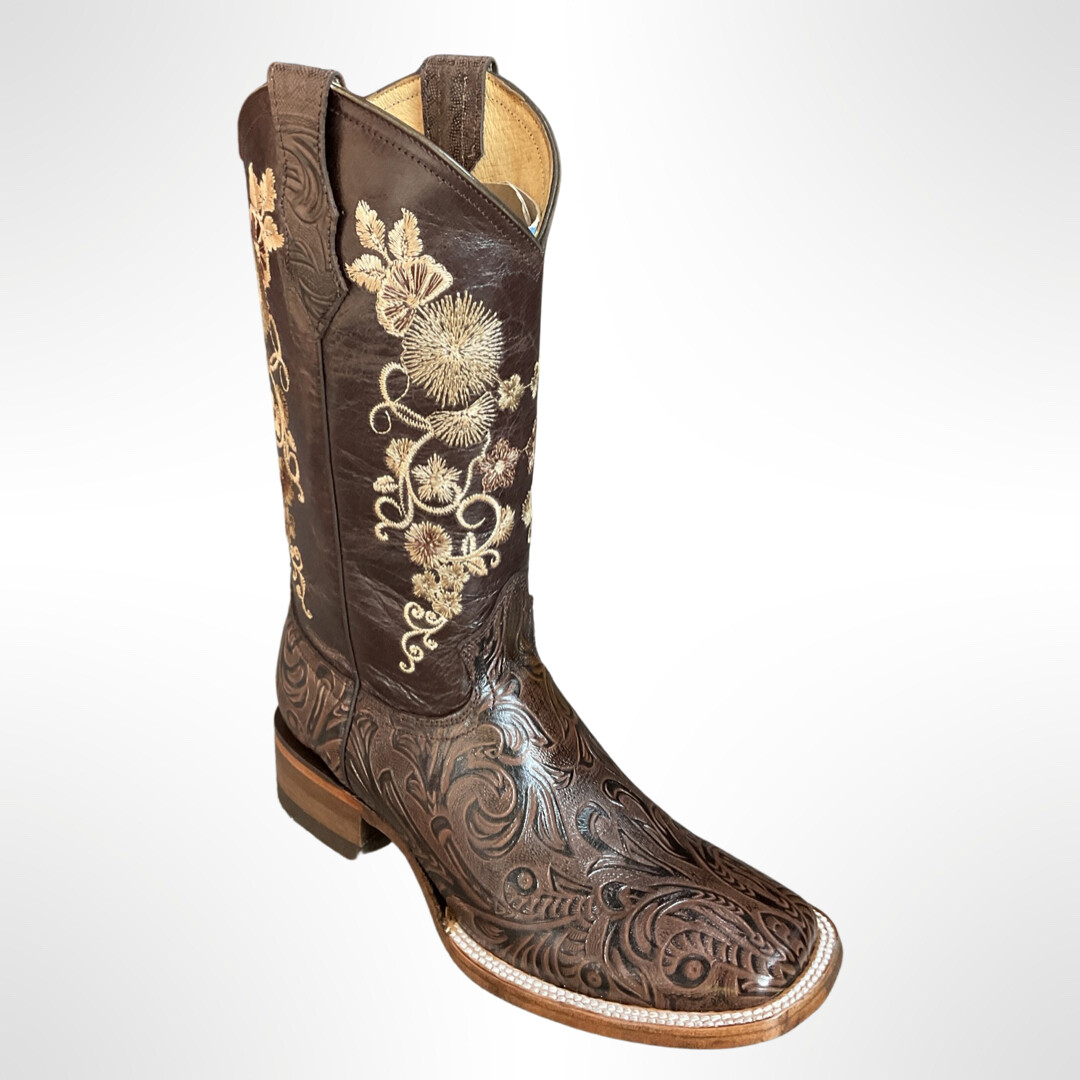 LADIES AGAVE BOOTS CINCELADA IMITATION STYLE GARDEN, Colour: CHOCOLATE, Size: 6