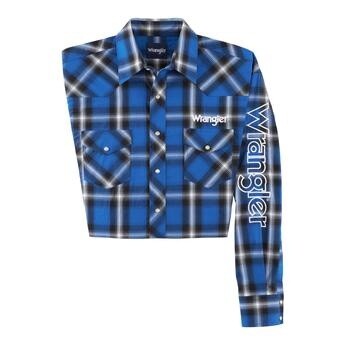 112318503 - Wrangler® Logo Long Sleeve Shirt - Blue
