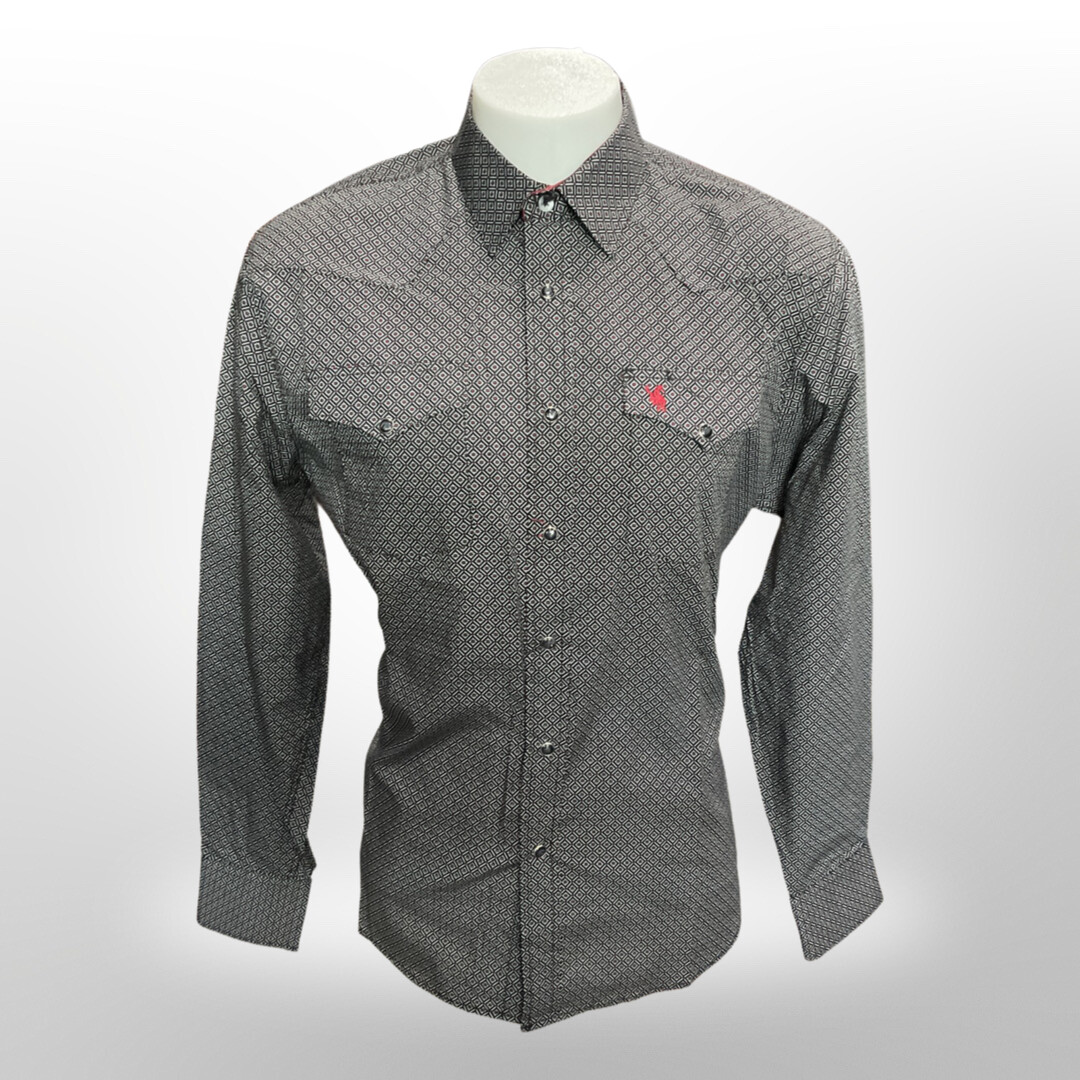 MENS RODEO PS100L-147 LONG SLEEVE SHIRT, Colour: BLACK, Size: S