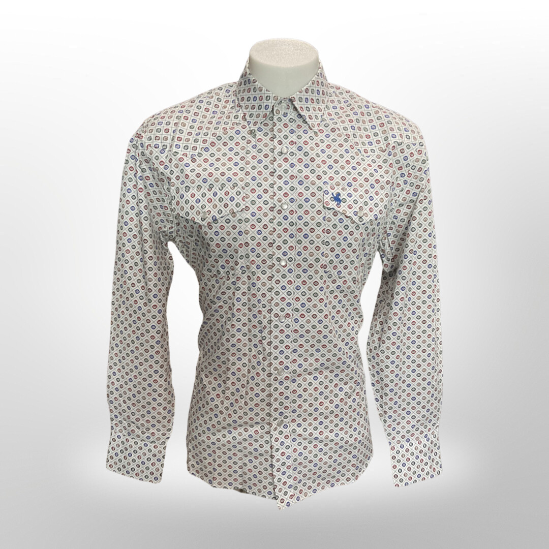 MENS RODEO PS100L-166 LONG SLEEVE SHIRT, Colour: WHITE, Size: S
