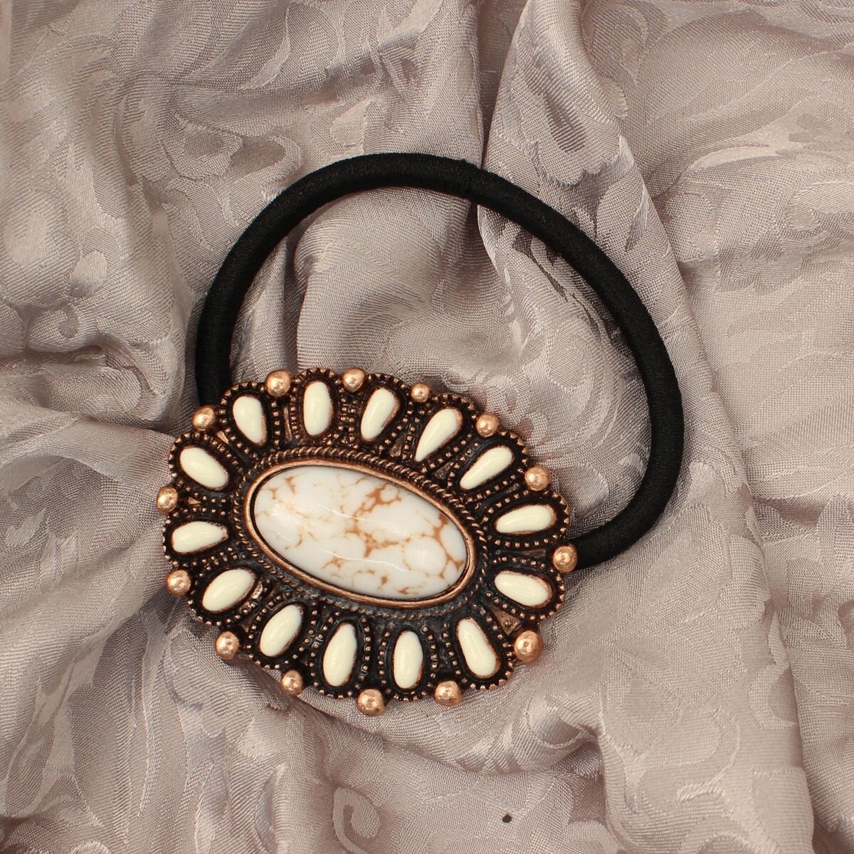 BLAZIN ROXX HAIR TIE OVAL COOOPER LARGE WHITE STONE, Colour: WHITE STONE