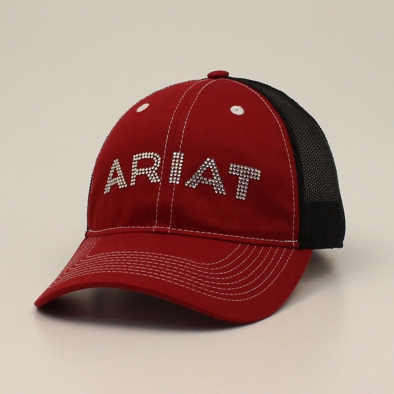 ARIAT LADIES CAP SNAP BACK RHINESTONE LETTERS BURGUNDY