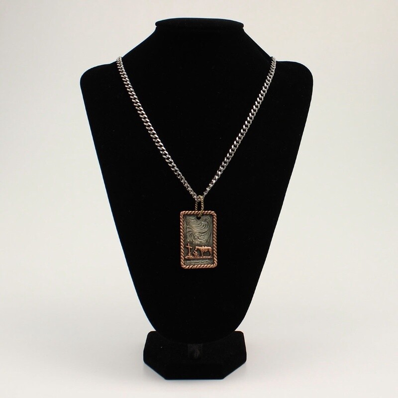 SILVER STRIKE MENS NECKLACE 24IN COWBOY PRAYER D47005