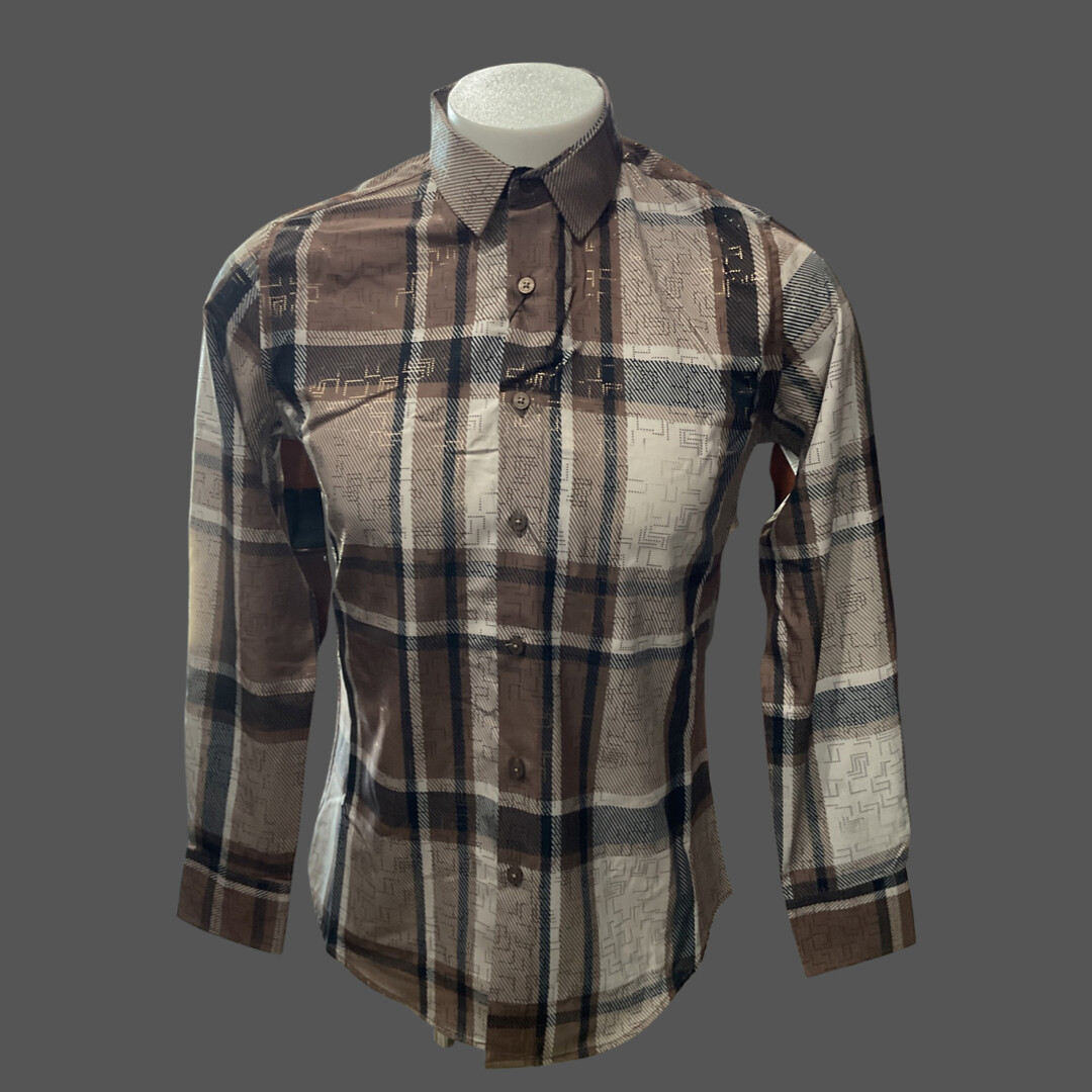 LAMASINI COWBOY LONG SLEEVE SHIRT LAM1813, Size: S, Colour: BROWN