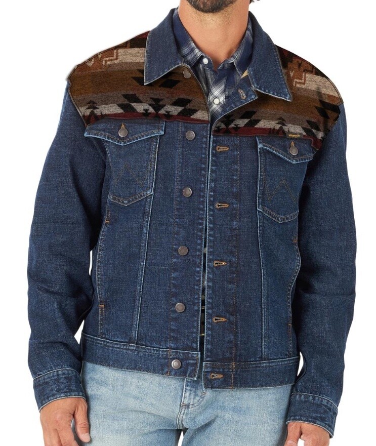 112318260 - Wrangler® Denim Jacket with Contrasting Yoke - Unlined - Pecan Pie