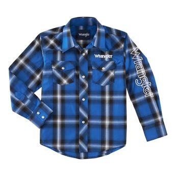 112318517- BOYS WESTERN FASHION Snap Long Sleeve Shirt - Blue