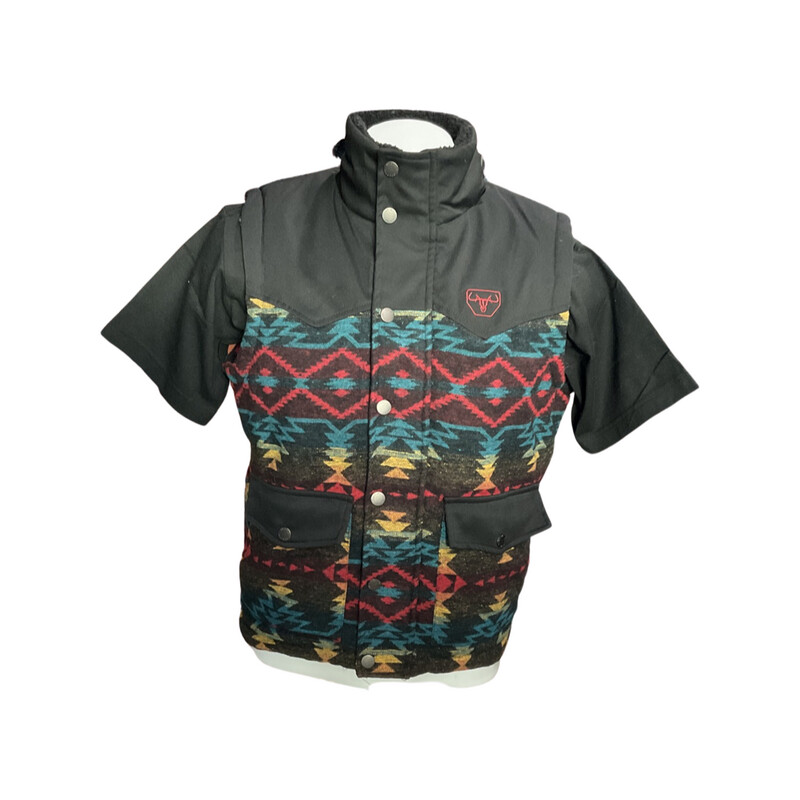 MENS PLATINI TRIBAL AZTEC PRINT VEST WITH FUR LINING VST9018