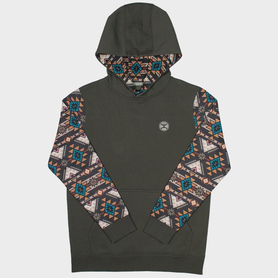 HOOEY YOUTH "SUMMIT" BROWN W/AZTEC HOODY, Size: S