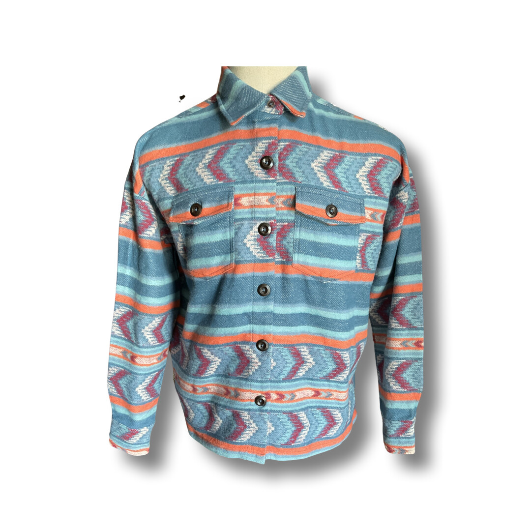 RRWO92R0CJ WOMENS ROCK AND ROLL BOXY FIT SHIRT JACKET BLUE, Colour: BLUE, Size: XS