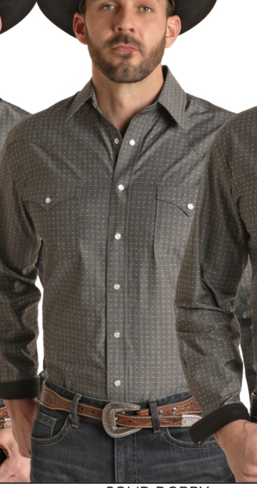 RSMSOSR0FA MENS ROCK AND ROLL OFA SNAP SHIRT, Colour: BLACK, Size: S