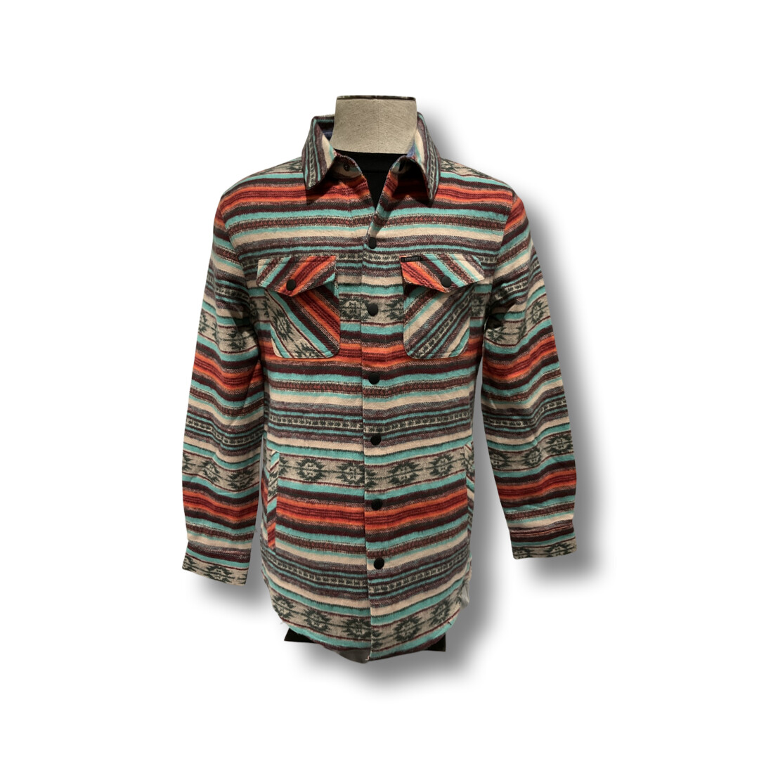 RRMO92R08l ROCK AND ROLL DENIM MENS AZTEC SHIRT JACKET JADE, Colour: JADE, Size: XS