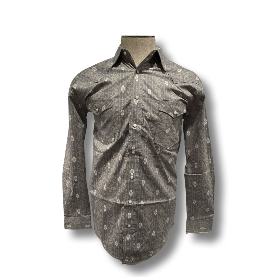 MEN’S PANHANDLE AZTEC LS SNAP SHIRT RSMSOSROES, Size: XS, Colour: GREY
