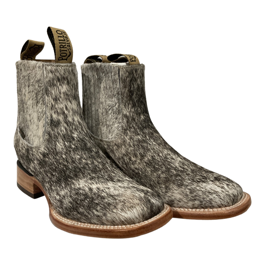 MEN’S POTRILLO 911 COW FUR WIDE SQUARE TOE LOW SHAFT BOOTS ASSORTED COLORS, Size: 6, Colour: NATURAL