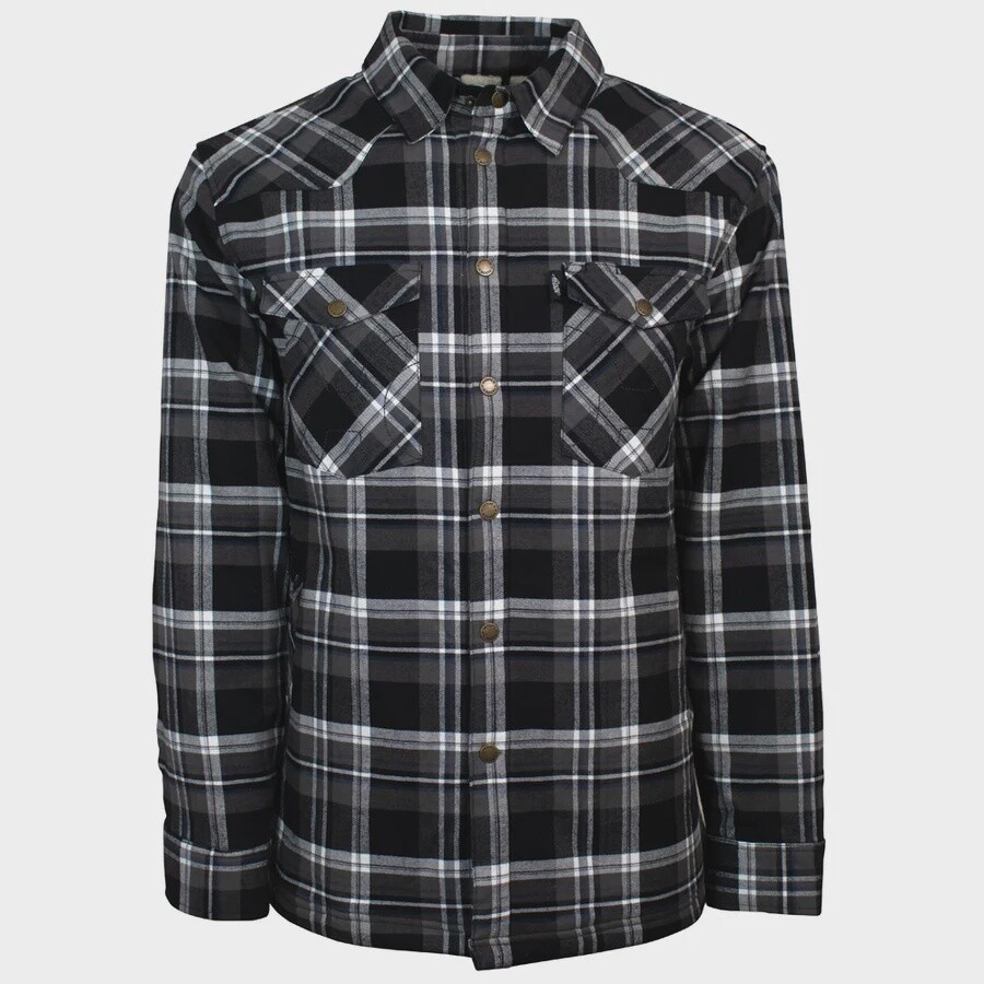 MENS HOOEY FLANNEL JACKET BLACK/PLAID HJ095BK, Size: S