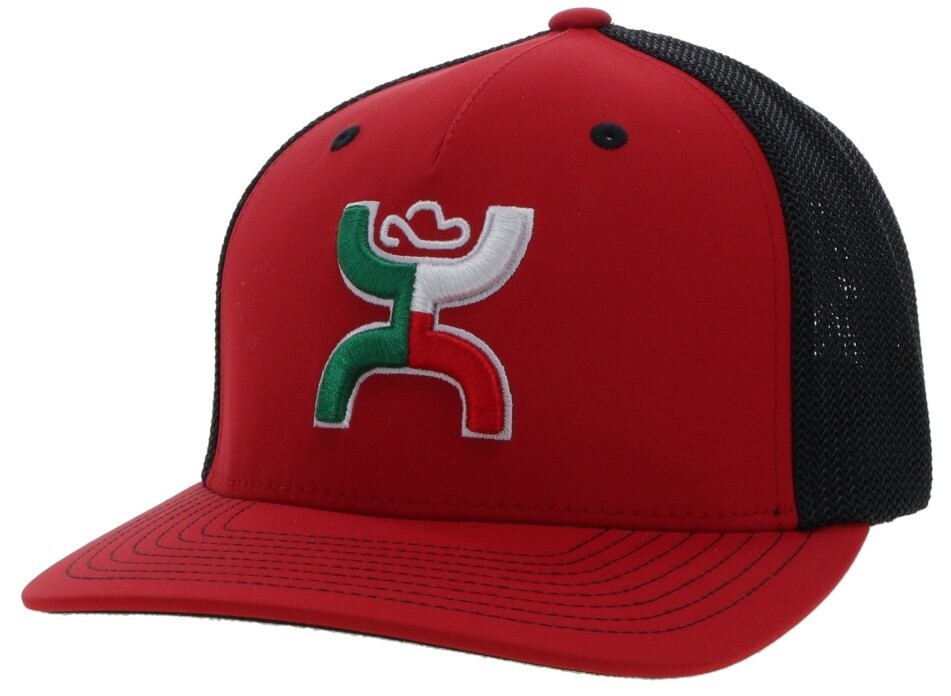 Hooey Boquillas Red / Black 5-Panel Flexfit with Red / White / Green Hooey Logo Cap Hooey Boquillas Red / Black 5-Panel Flexfit with Red / White / Green Hooey Logo Cap, Size: S/M