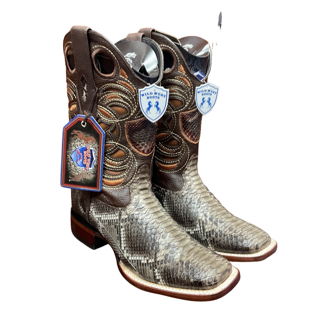 MEN’S WILD WEST BOOTS 28245785-EE WIDE SQUARE TOE PYTHON