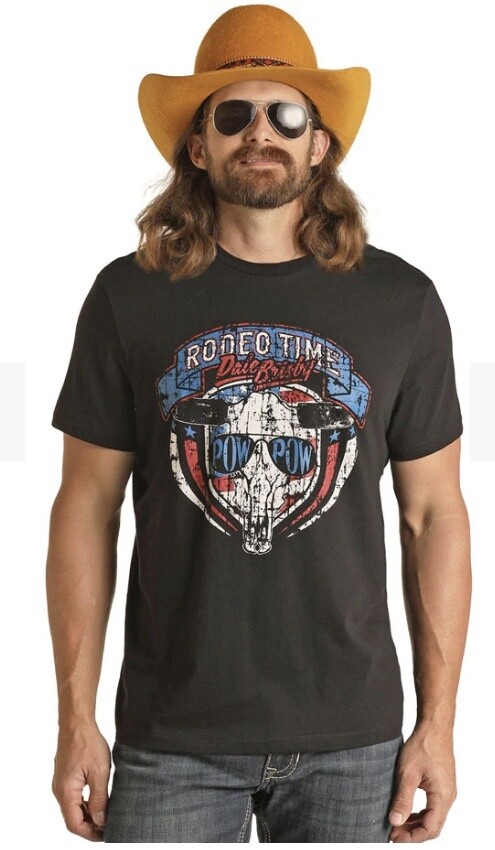 MENS ROCK AND ROLL DALE GRAPHIC TEE RRUT21R12R, Colour: BLACK, Size: XS