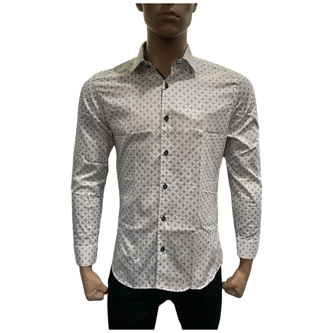 EUROPE COLLECTION PRINTED LONG SLEEVE TKL9107, Colour: WHITE-BLACK, Size: S