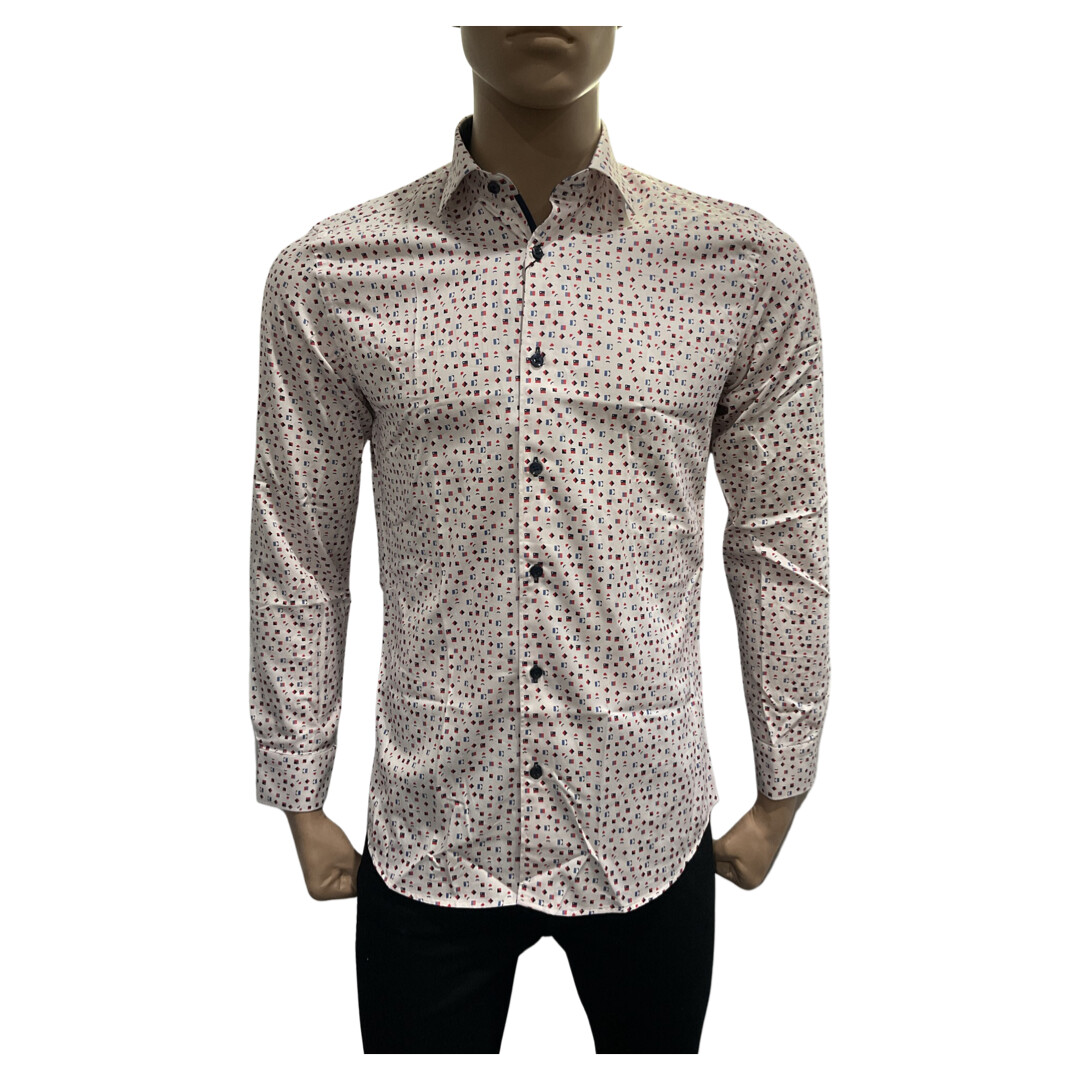 MENS PLATINI EUROPE COLLECTION PRINTED LONG SLEEVE TKL9116, Colour: RED, Size: S