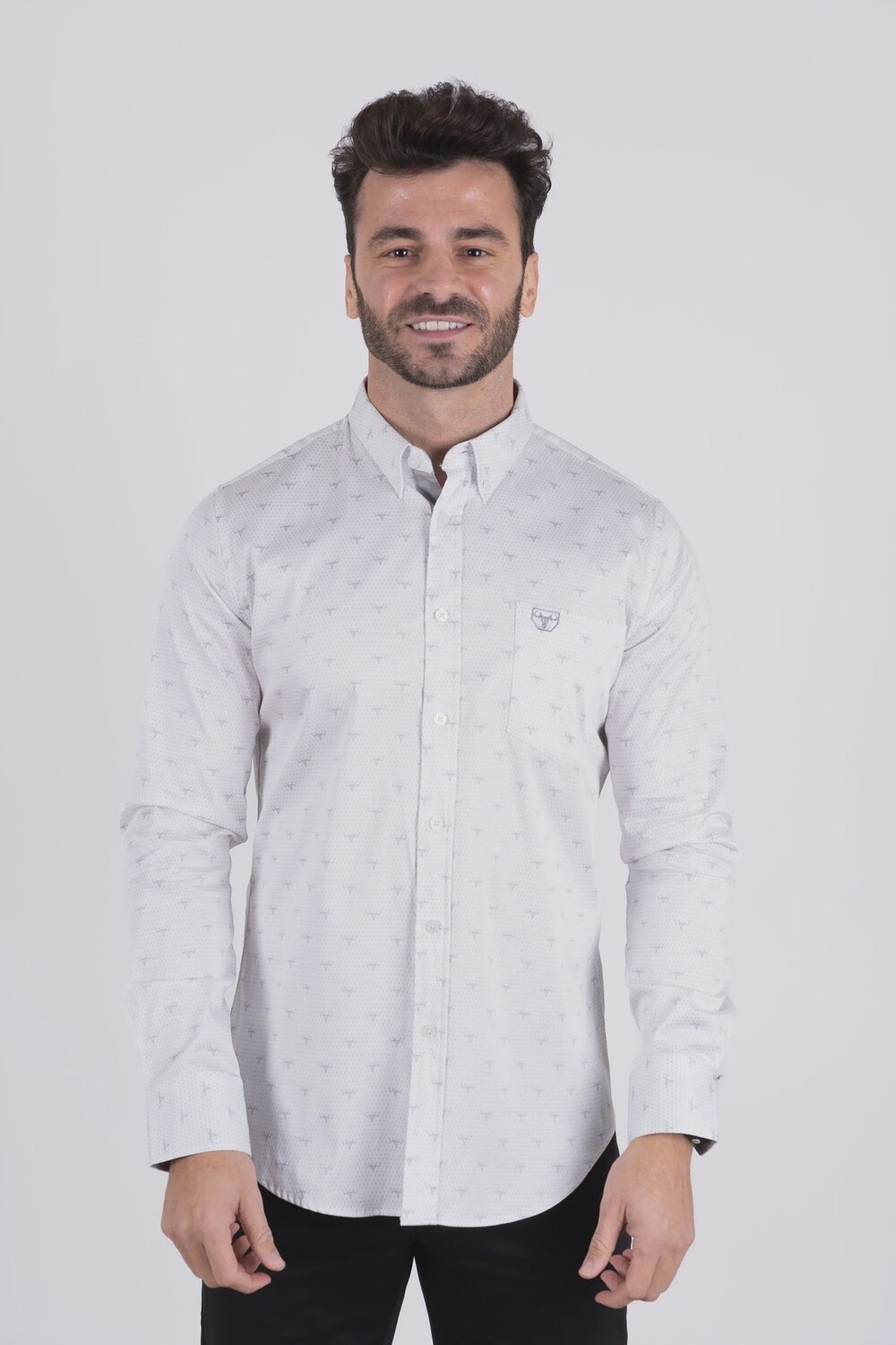 Men's Platini Cotton White Monogram Digital Print Dress Shirt CWL9069 Men's Platini Cotton White Monogram Digital Print Dress Shirt CWL9069, Colour: WHITE, Size: S