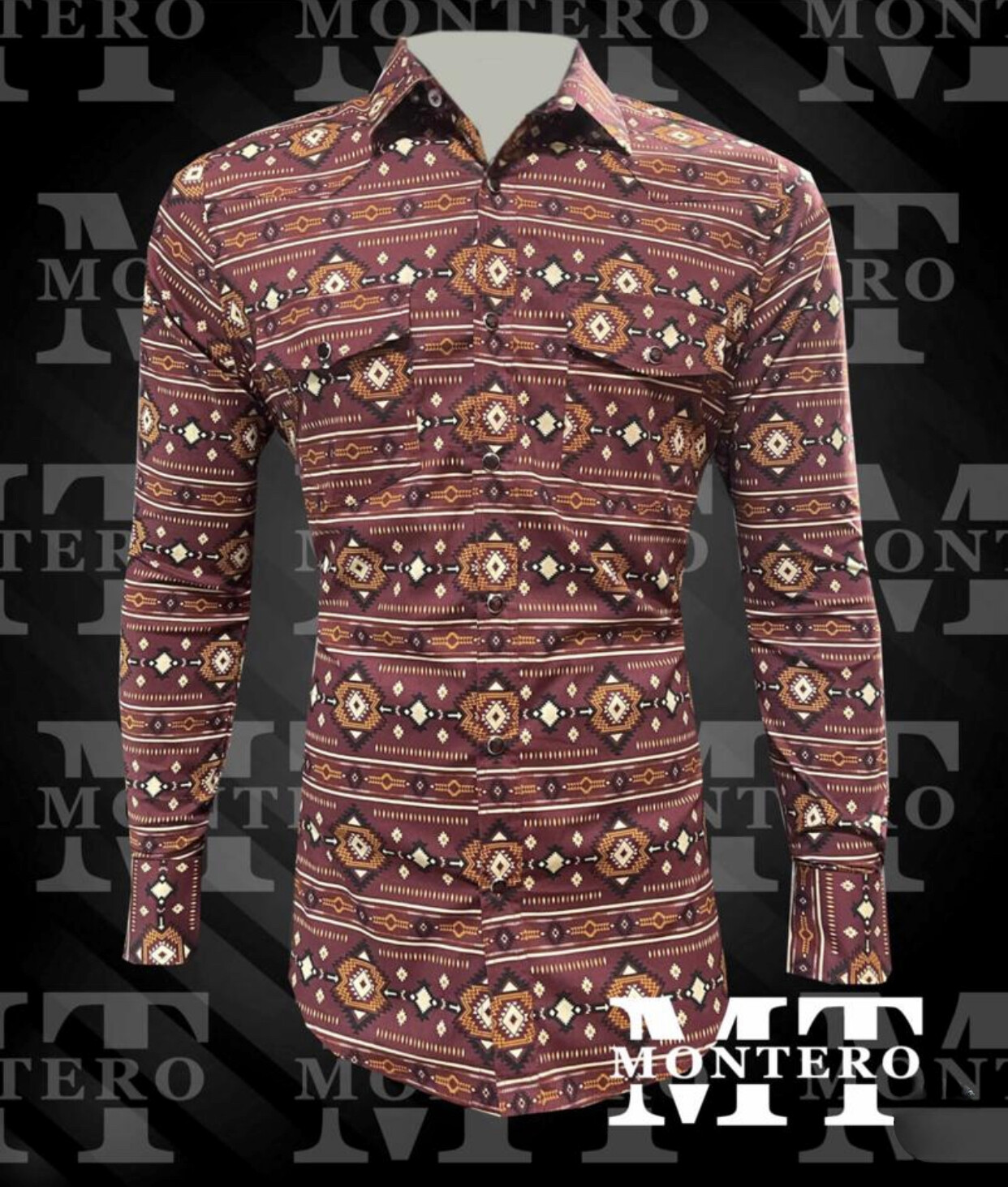 MENS LONG SLEEVE MONTERO MT0446, Colour: BURGUNDY, Size: S