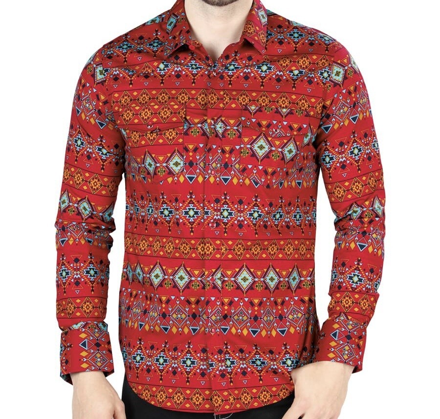 MEN’S LAMASINI LONG SLEEVE  SHIRT LAM3004, Colour: BURGUNDY, Size: S