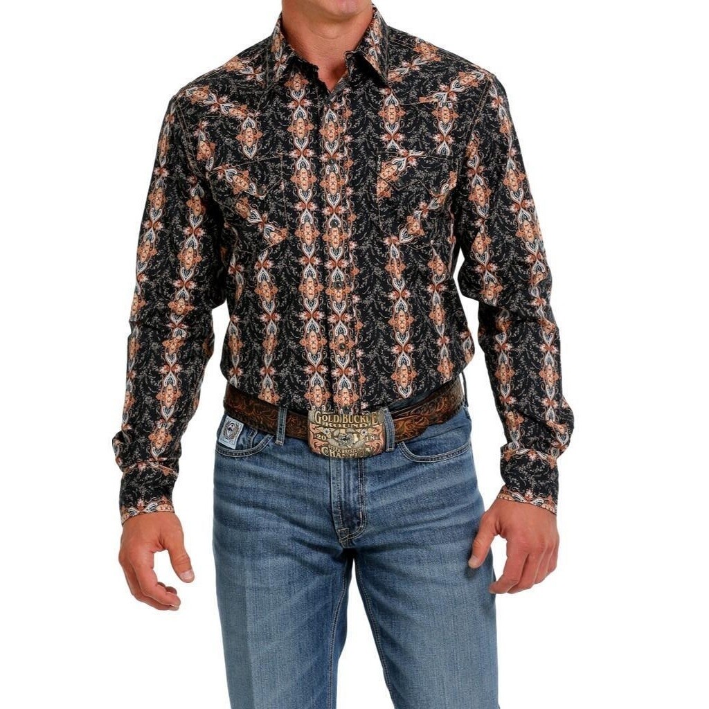CINCH MENS LONG SLEEVE MODERN FIT SHIRT - MTW1301067, Colour: BLACK, Size: XS