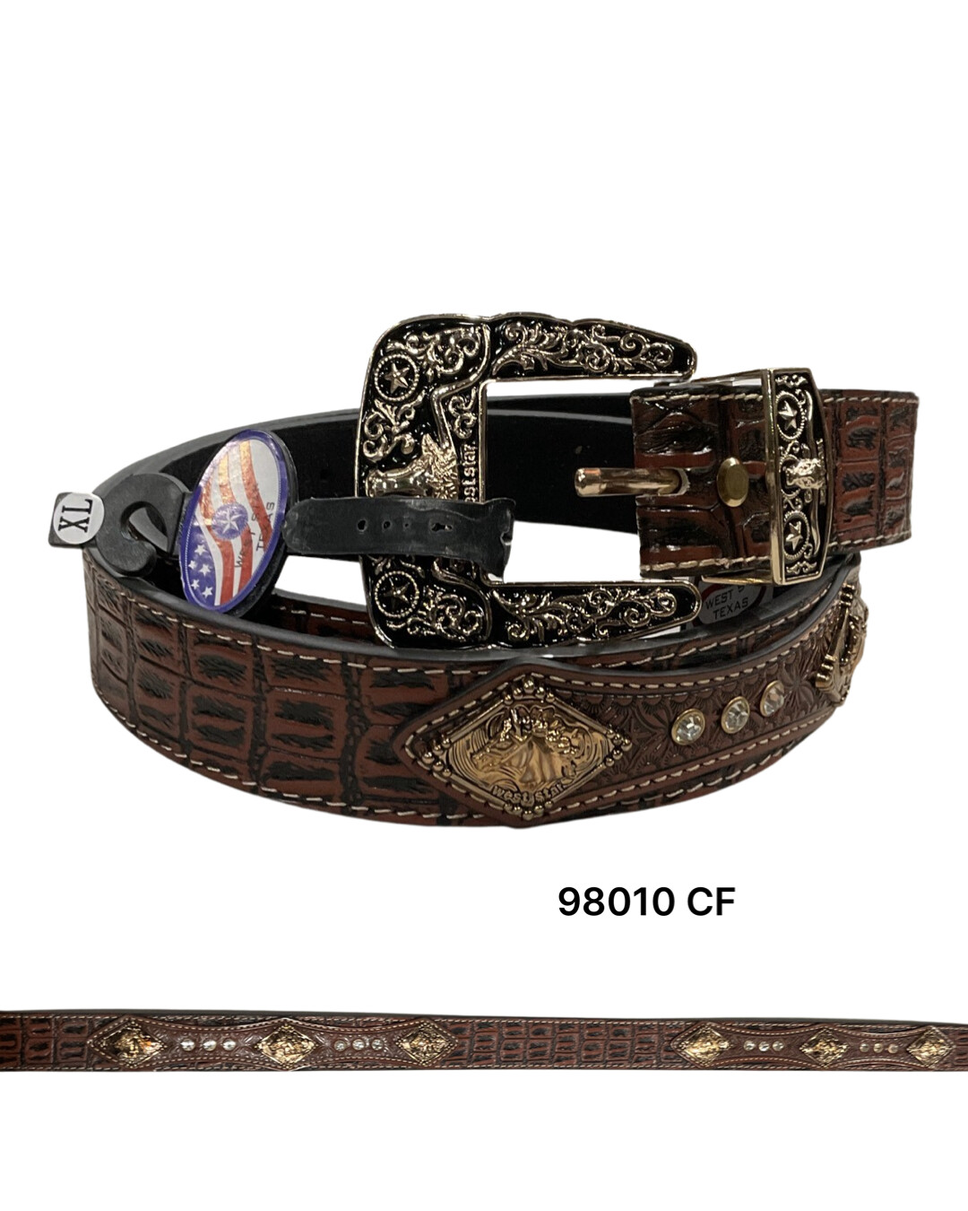 WEST STAR BELT WITH ANIMAL PRINT WITH IRONWORK STYLE 98010 CF, Size: M