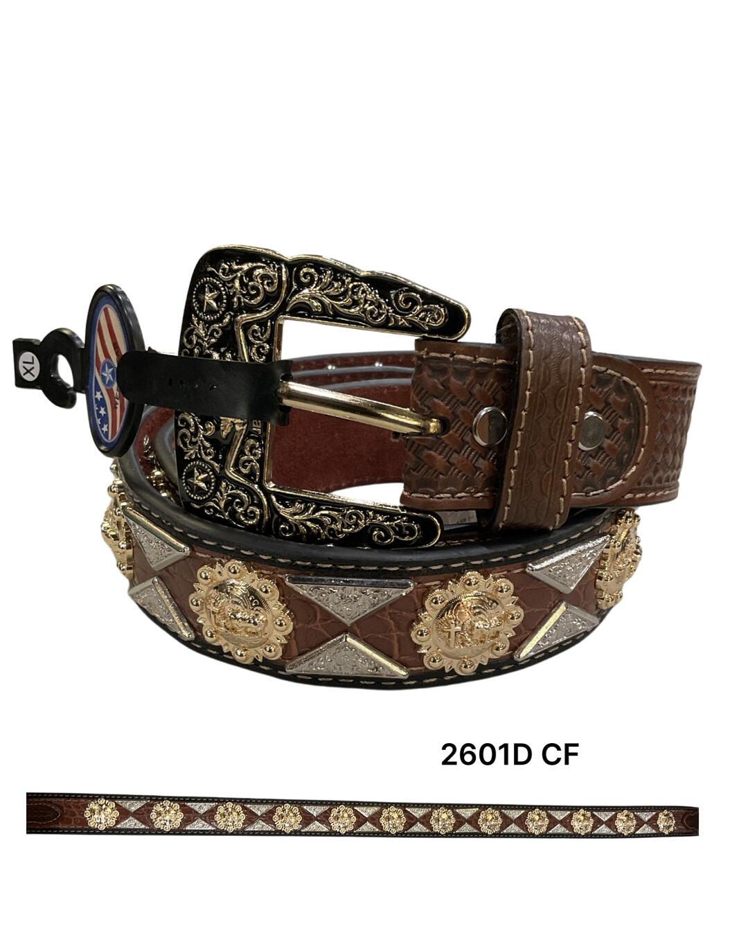 WEST STAR BELT WITH PRINT & CONCHO STYLE 2601D-CF, Size: M