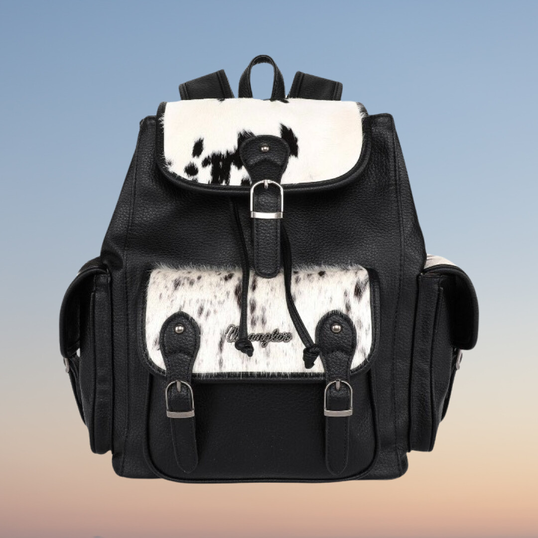Wrangler Hair-on Cowhide Backpack WG12-9110BK, Colour: BLACK