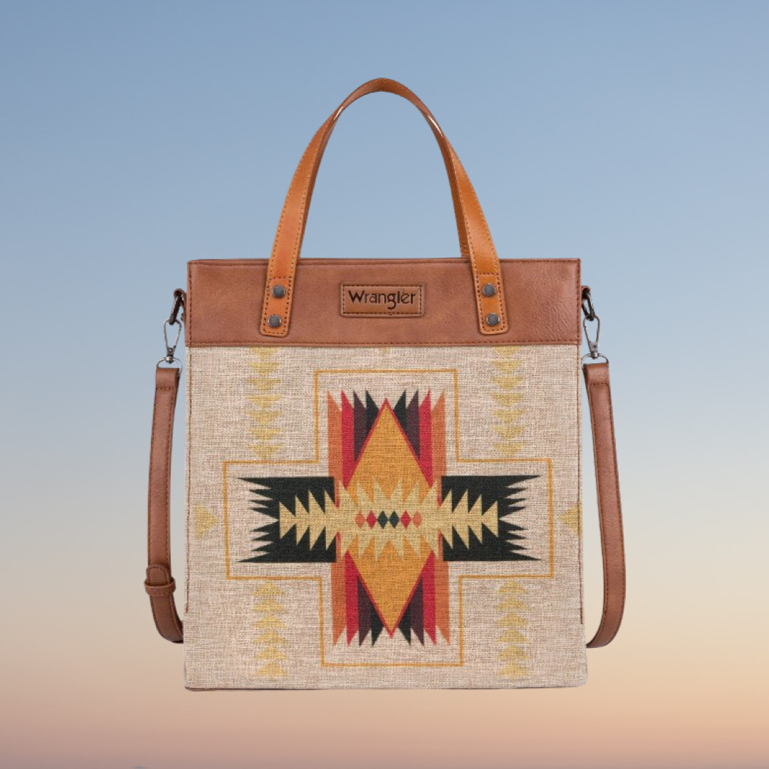 Wrangler Art Print Canvas Tote/Crossbody WG54-8317AZ, Colour: AZTEC