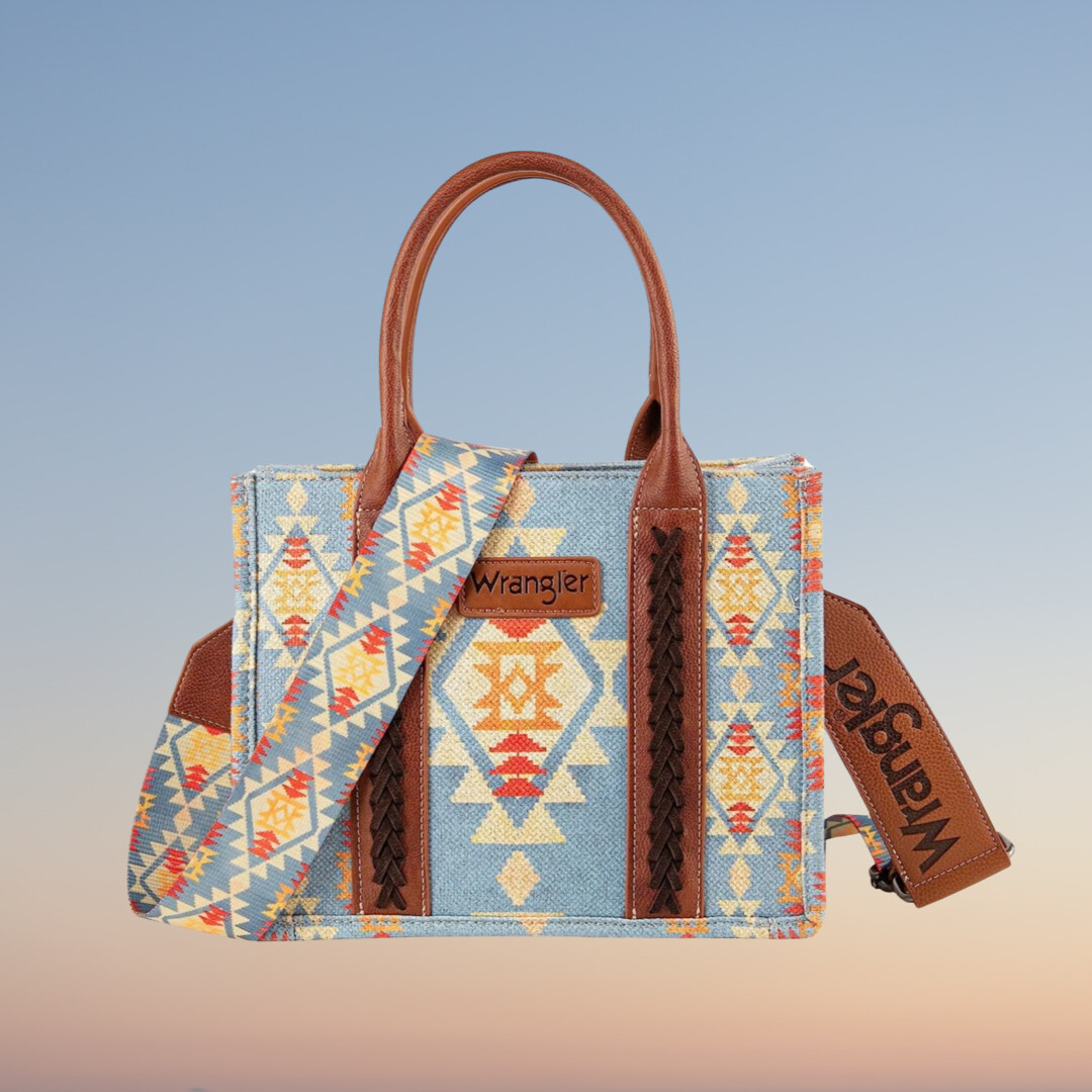 Wrangler Southwestern Print Small Canvas Tote/Crossbody  WG2202-8120SBR, Colour: BROWN
