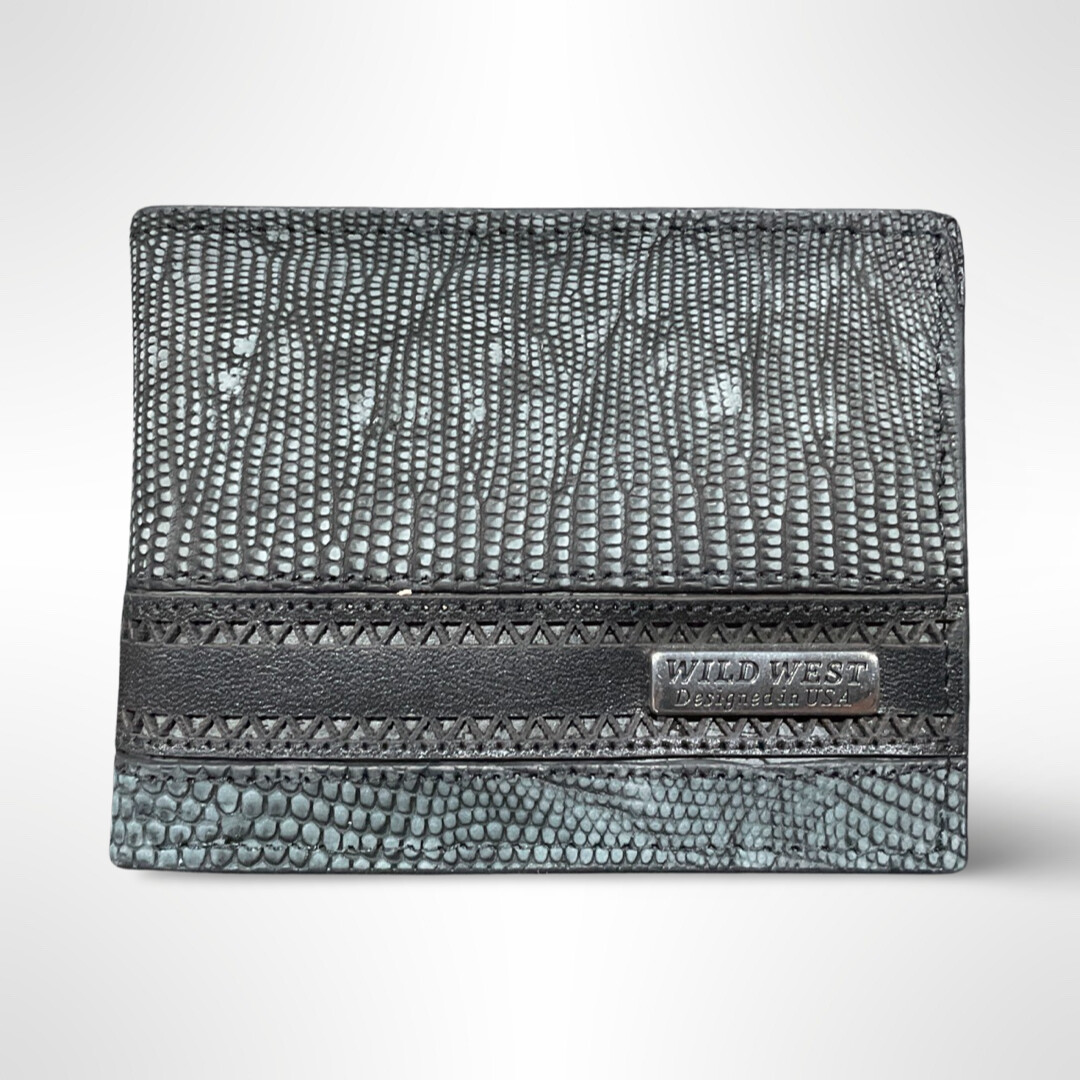 WILD WEST TEJU LASER DESIGN WALLET - 2CA60774, Colour: SANDED BLACK