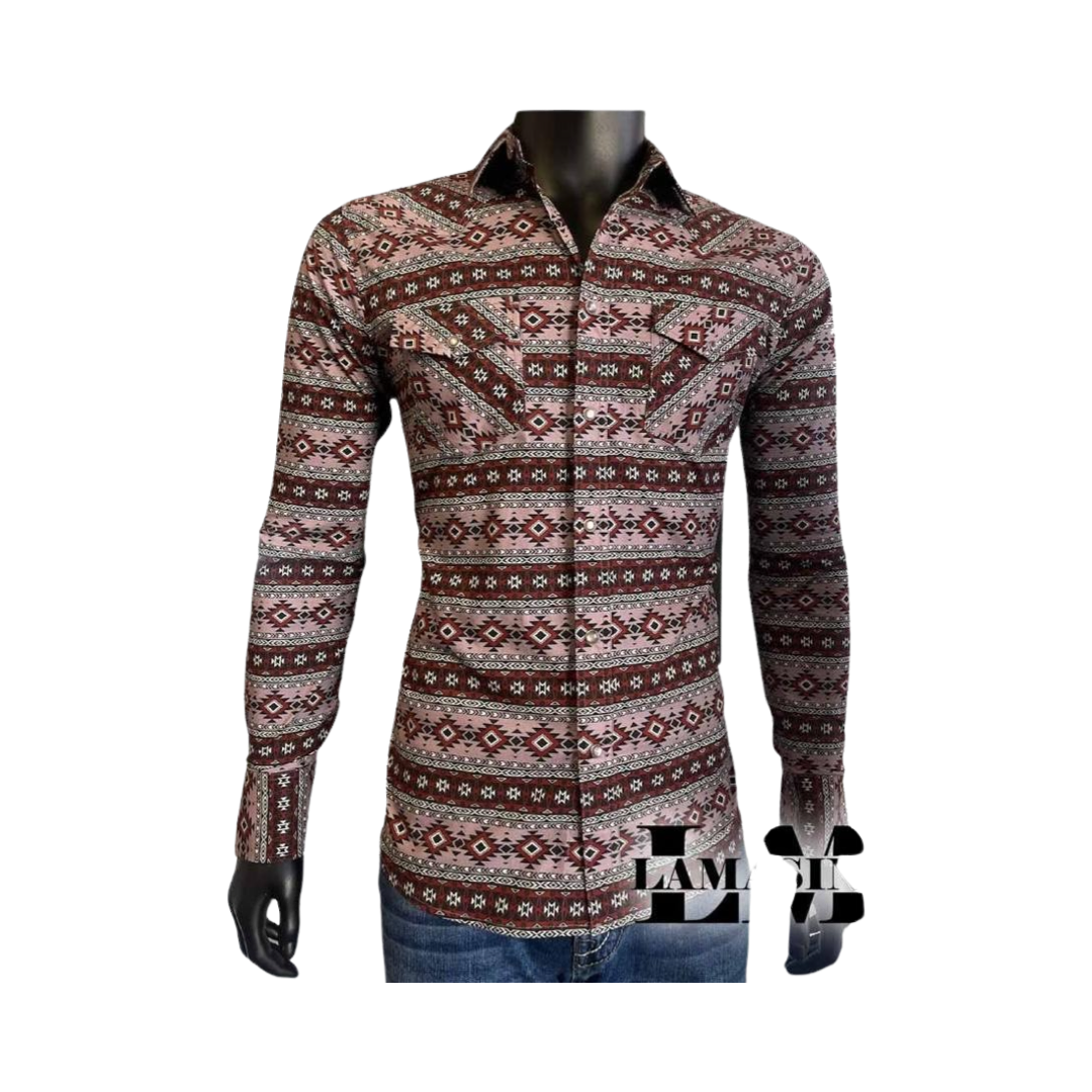 MEN’S LAMASINI LONG SLEEVE SHIRT LAM ID:2657, Colour: MOCHA, Size: S