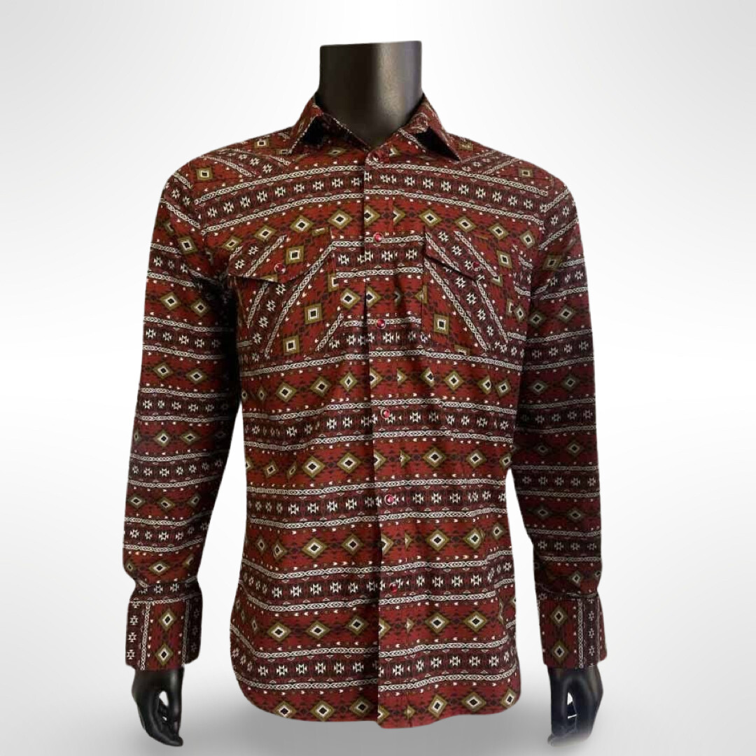 MEN’S LAMASINI LONG SLEEVE SHIRT LAM ID:2656, Colour: WINE, Size: S