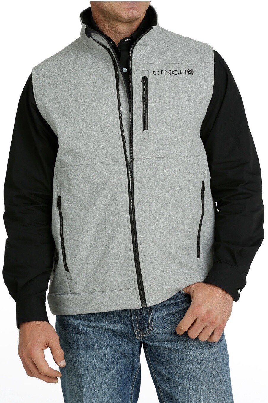 CINCH MEN'S BONDED VEST - MWV1515016, Colour: HEATHER GREY, Size: XS