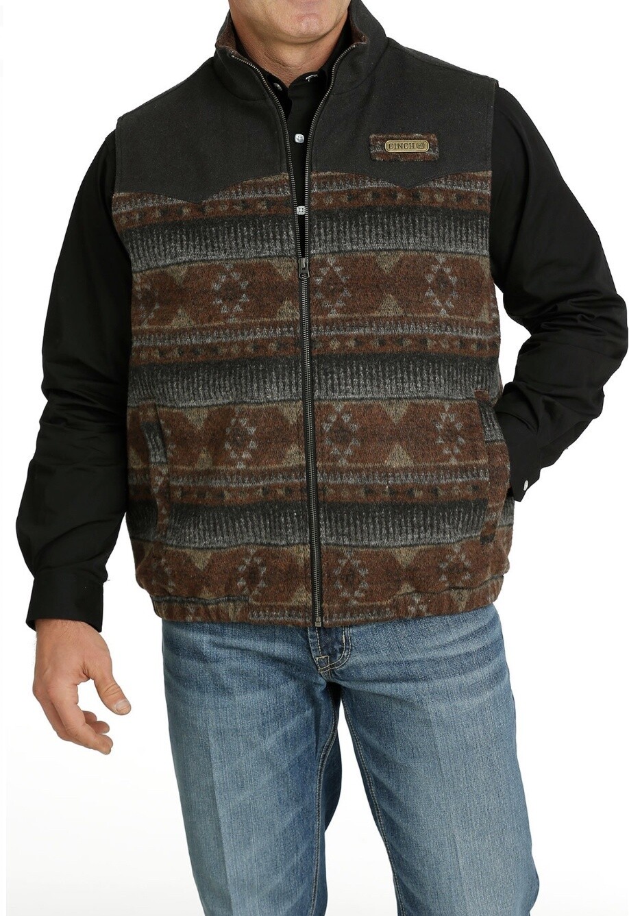 CINCH MEN'S WOOLY CONCEALED CARRY VEST -MWV1543007, Colour: RUST, Size: XS