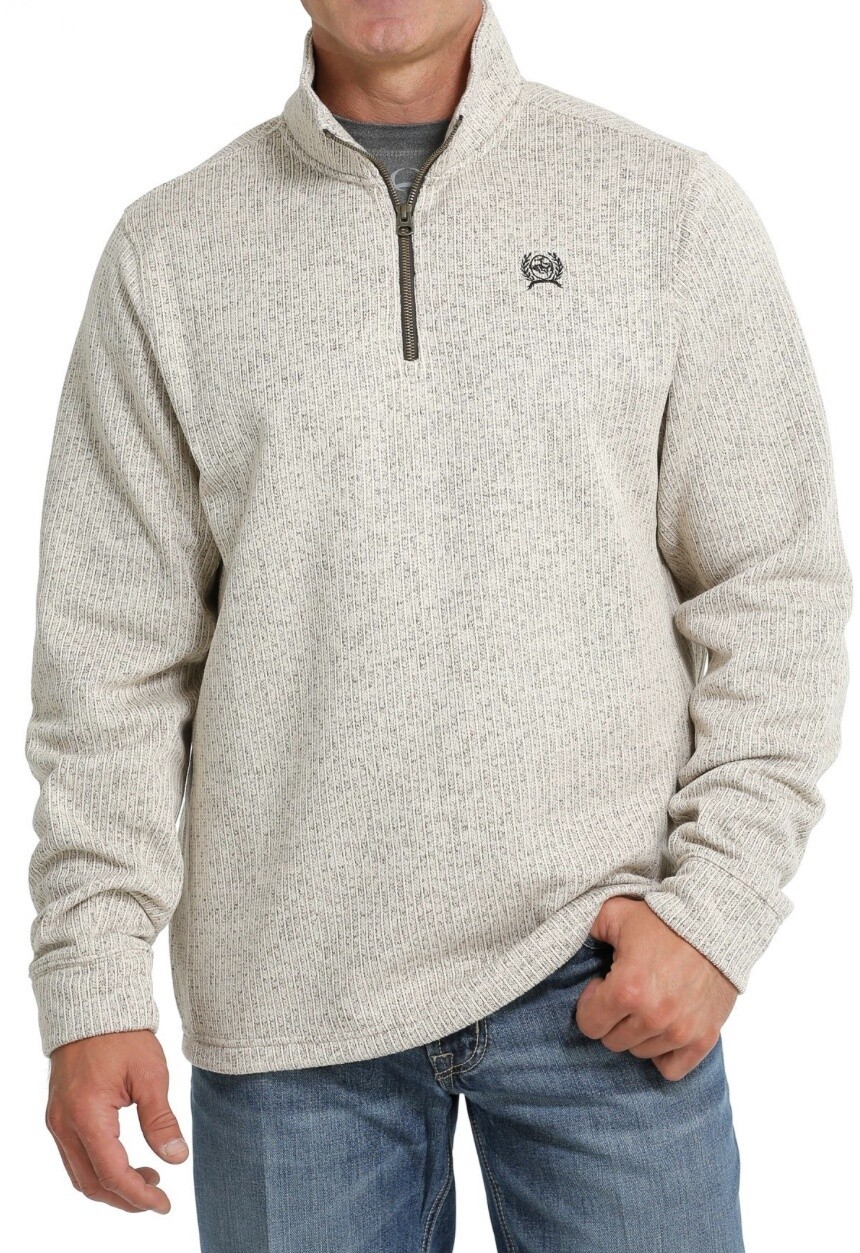 CINCH MEN'S 1/4 SWEATER KNIT JACKET - MWK1080013 CINCH MEN'S 1/4 SWEATER KNIT JACKET - MWK1080013, Colour: STONE, Size: XS