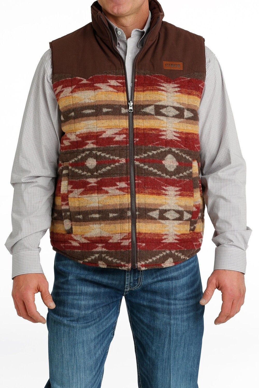 CINCH MEN'S QUILTED REVERSIBLE VEST - MWV1576002, Size: XS, Colour: BURGUNDY