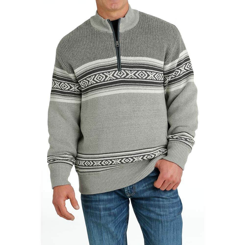 CINCH MENS 1/4 ZIP SWEATER - MWK1560004, Size: XS, Colour: GREY