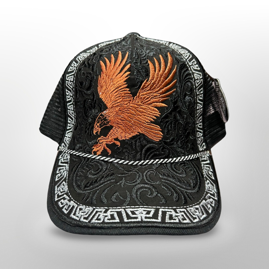 Arámbula’s Trucker Hat Bordada En Hilo De Plata Con Aguila Arámbula’s Trucker Hat Bordada En Hilo De Plata Con Aguila, STYLE: AGUILA, Colour: Black