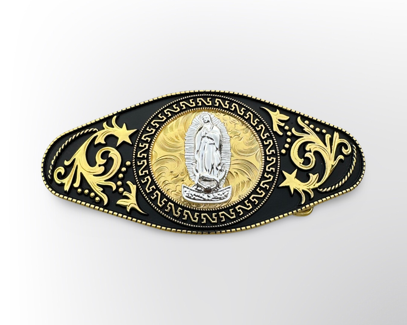 ORONAS BELT BUCKLE VIRGEN MARY, STYLE: VIRGEN MARY, Colour: Gold/Silver