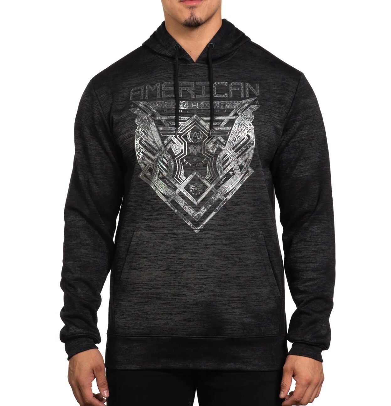 AMERICAN FIGHTER ELMSFORD L/S PANEL HOOD - FM14847 AMERICAN FIGHTER ELMSFORD L/S PANEL HOOD - FM14847, Colour: BLACK MASS / BLACK, Size: XS