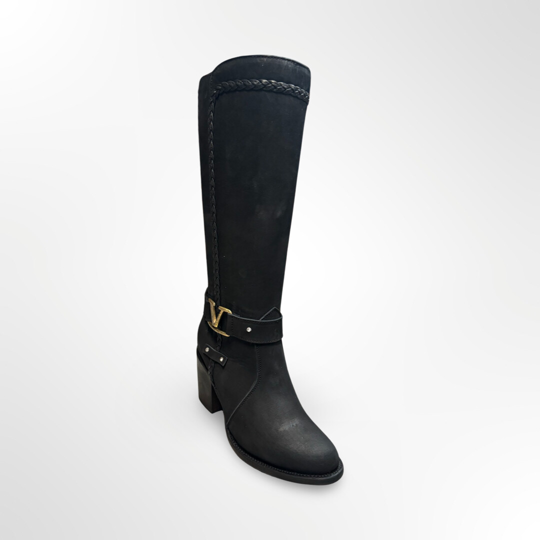 VAQUERO SIGNATURE 2017072601 - HIGH ROUND TOE WOMENS BOOT, Colour: NOBUCK BLACK, Size: 6