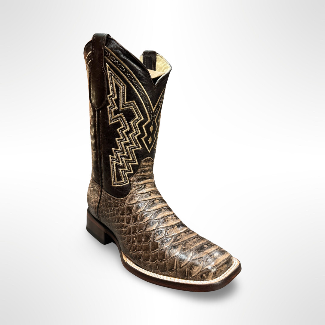 MENS PYTHON IMITATION HOOCH BOOT, Colour: LIGHT BROWN, Size: 6