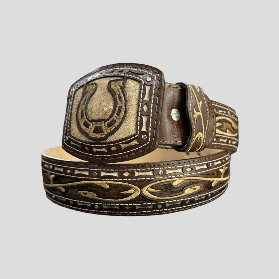 ARAMBULAS WESTERN MENS FUR   WITH HORSESHOE, Size: 34, Colour: BROWN