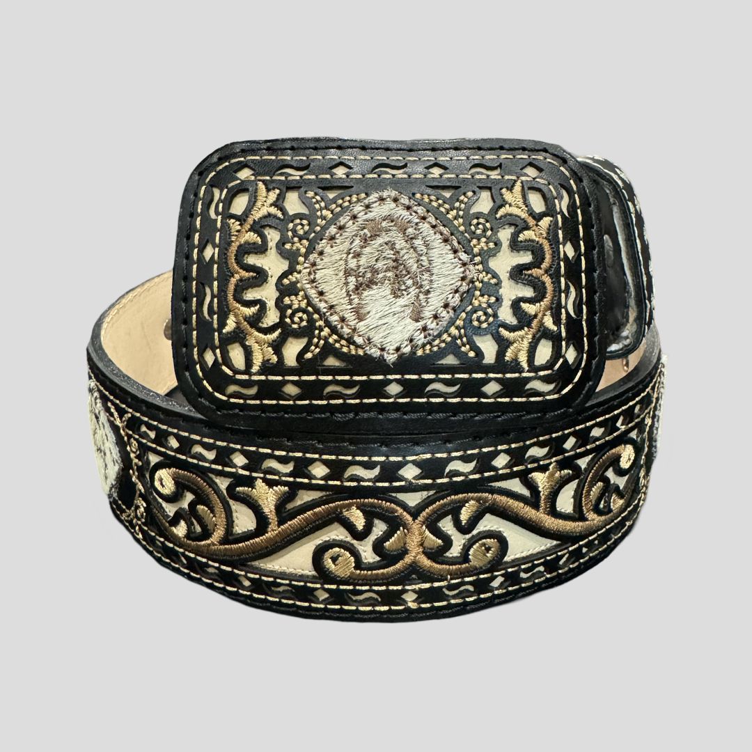 ARAMBULAS WESTERN MENS BELT HORSE SHOE, Size: 34, Colour: BLACK