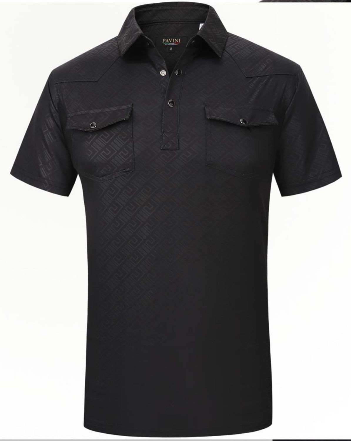 MENS PAVINI SS POLO PXWS-077, Colour: BLACK, Size: S