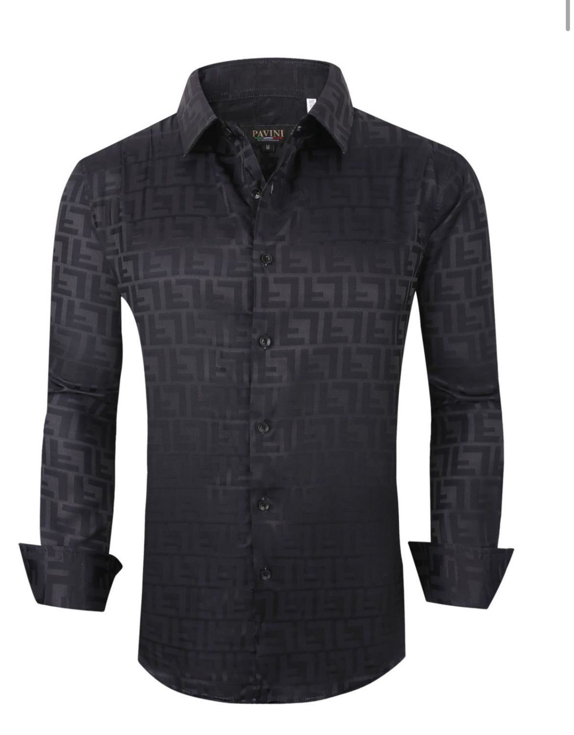 MENS PAVINI LONG SLEEVE SHIRT STYLE PVLS085/16, Colour: BLACK 16, Size: S